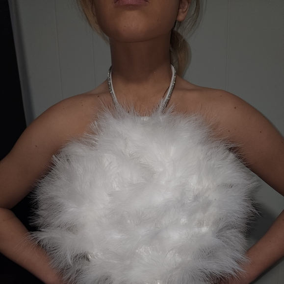 NWT Akira Sold Out , Gorgeous , Soft , Fluffy , White Clouds Feather Dress - Picture 10 of 16